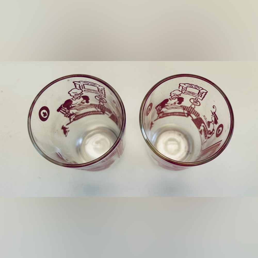 Juice glasses, Swanky Swig, clear glass with red details. Excellent condition. - Picture 3 of 3